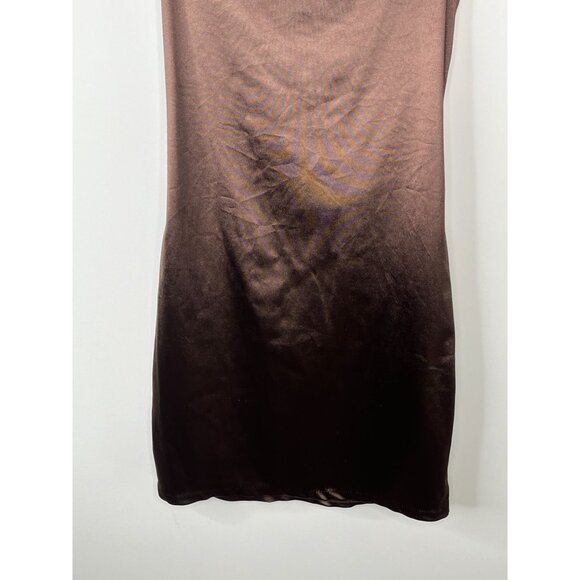 H&M Divided Brown Satin Mini Dress Women’s Medium Sleeveless Slip Party Outfit - Picture 3 of 12